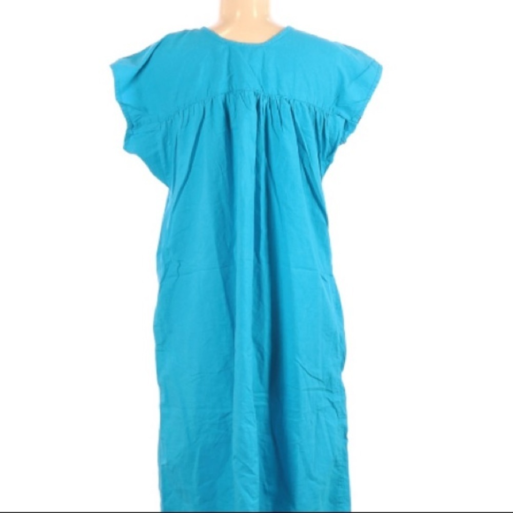 Cactus Flower Teal Summer Dress Medium Pink Green - Picture 7 of 10